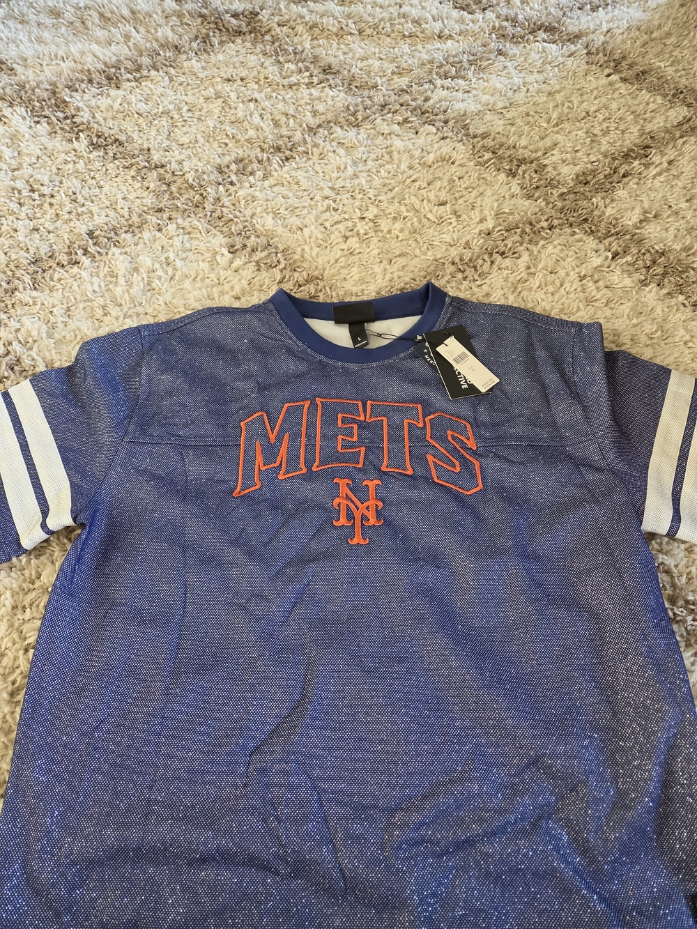 womand Blue New York Mets Tee with Orange Logo